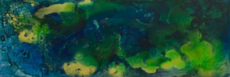 Thumbnail image of Abstract Painting in Green, Yellow and Blue by Ellen Masko